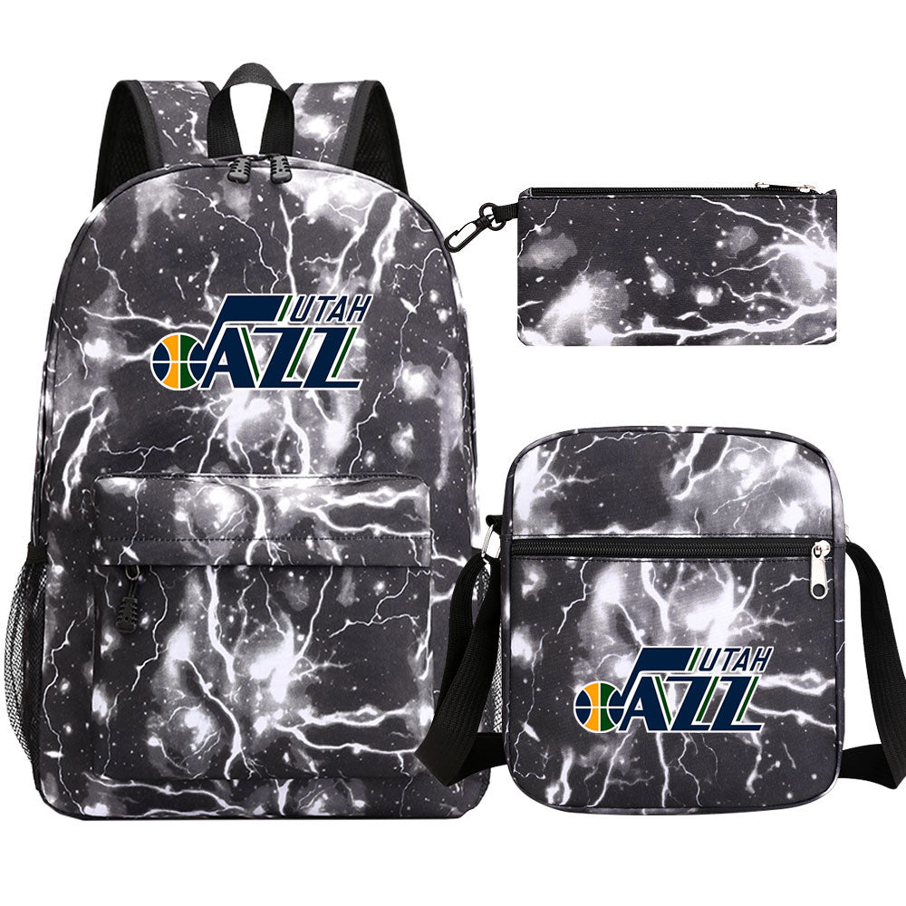 Utah Jazz Schoolbag Backpack Shoulder Bag Pencil Bag 3pcs set for Kids Students