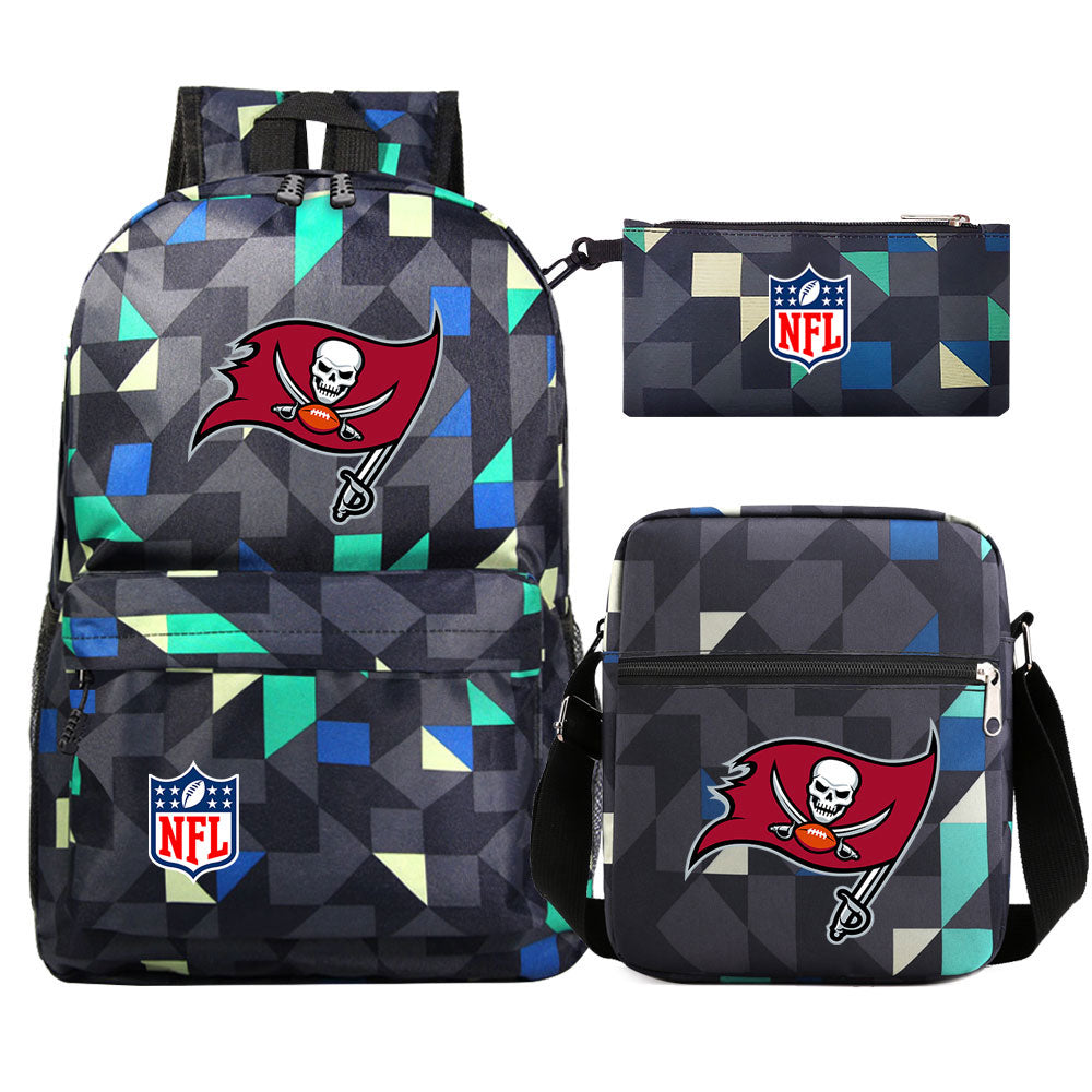 Tampa Bay Buccaneers Football Team  Printed Schoolbag Backpack Shoulder Bag Pencil Bag 3pcs set for Kids Students