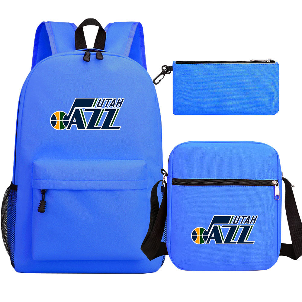 Utah Jazz Schoolbag Backpack Shoulder Bag Pencil Bag 3pcs set for Kids Students