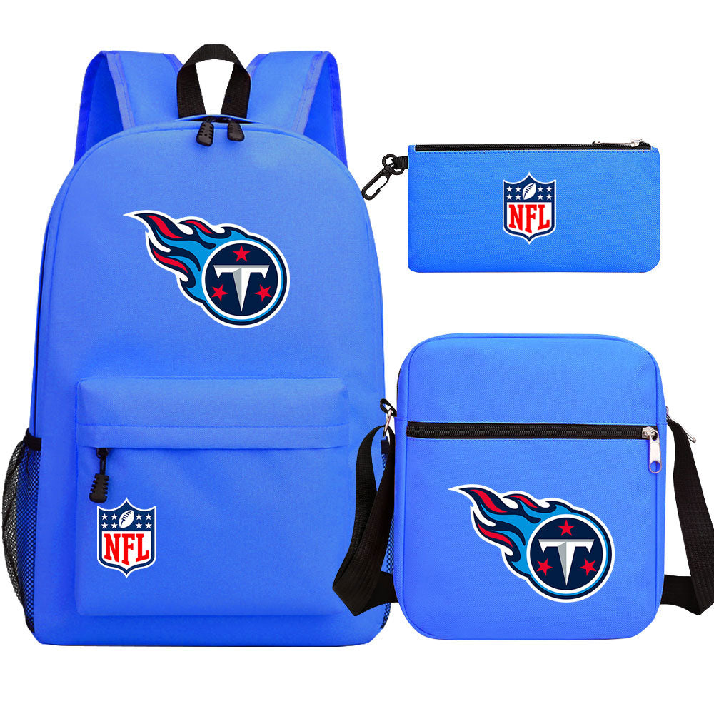 Tennessee Titans Football Team Printed Schoolbag Backpack Shoulder Bag Pencil Bag 3pcs set for Kids Students