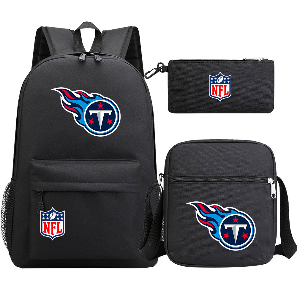 Tennessee Titans Football Team Printed Schoolbag Backpack Shoulder Bag Pencil Bag 3pcs set for Kids Students