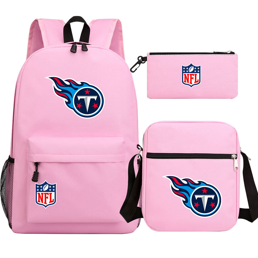 Tennessee Titans Football Team Printed Schoolbag Backpack Shoulder Bag Pencil Bag 3pcs set for Kids Students