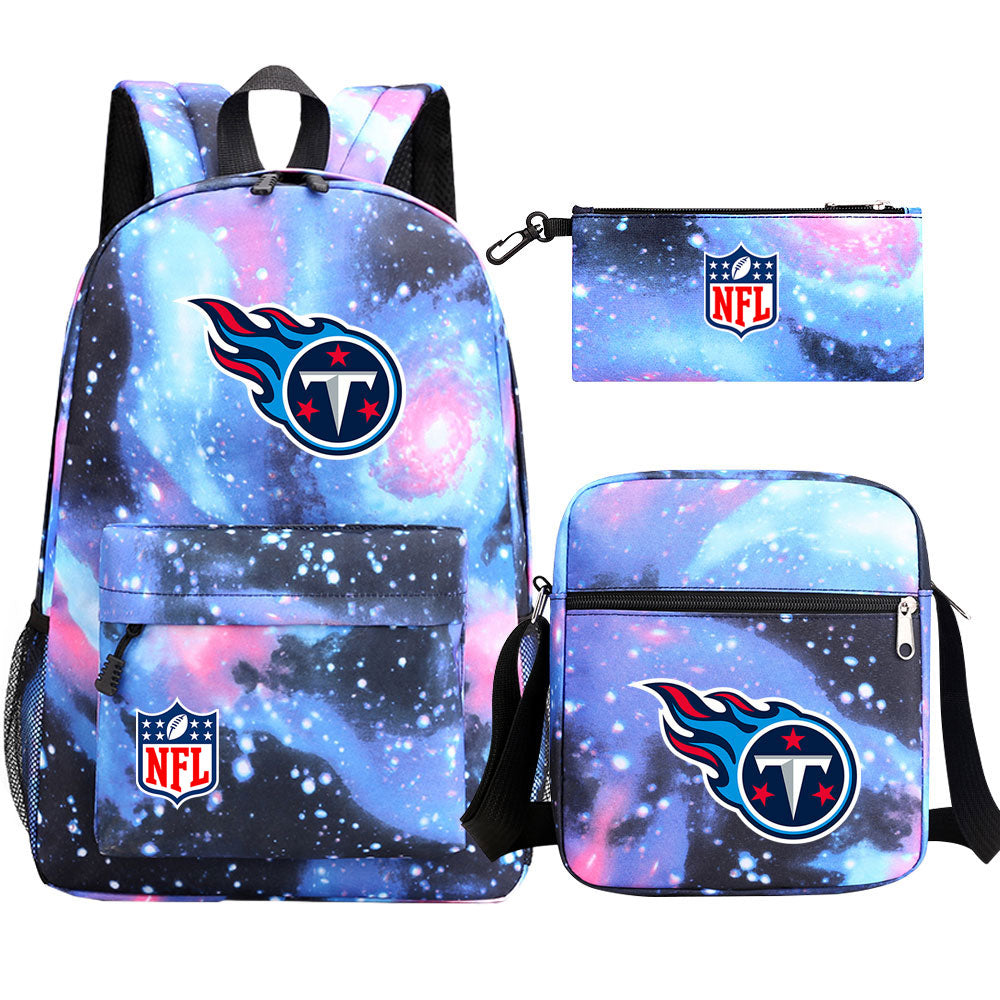 Tennessee Titans Football Team Printed Schoolbag Backpack Shoulder Bag Pencil Bag 3pcs set for Kids Students