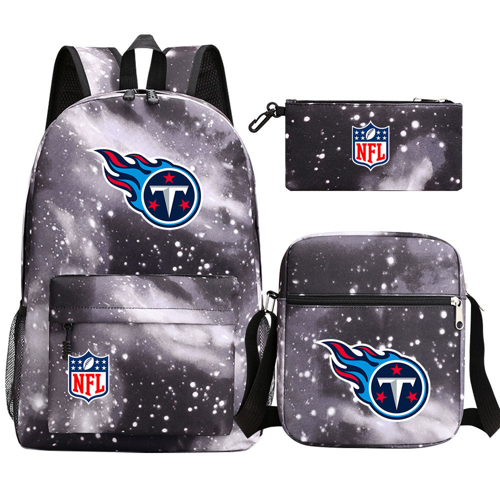 Tennessee Titans Football Team Printed Schoolbag Backpack Shoulder Bag Pencil Bag 3pcs set for Kids Students