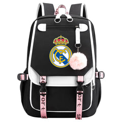 Real Madrid Football Club Waterproof Backpack School Notebook Travel Bags USB Charging