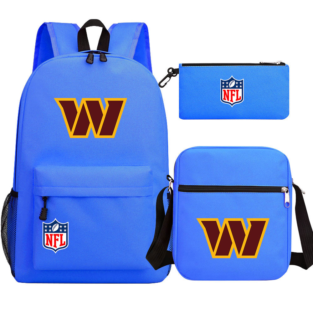 Washington Commanders Football Team Printed Schoolbag Backpack Shoulder Bag Pencil Bag 3pcs set for Kids Students