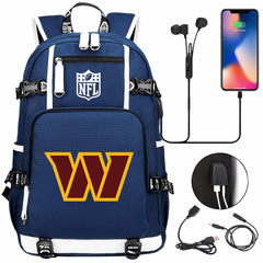 Washington Commanders Football Team USB Charging Backpack School Notebook Travel Bags