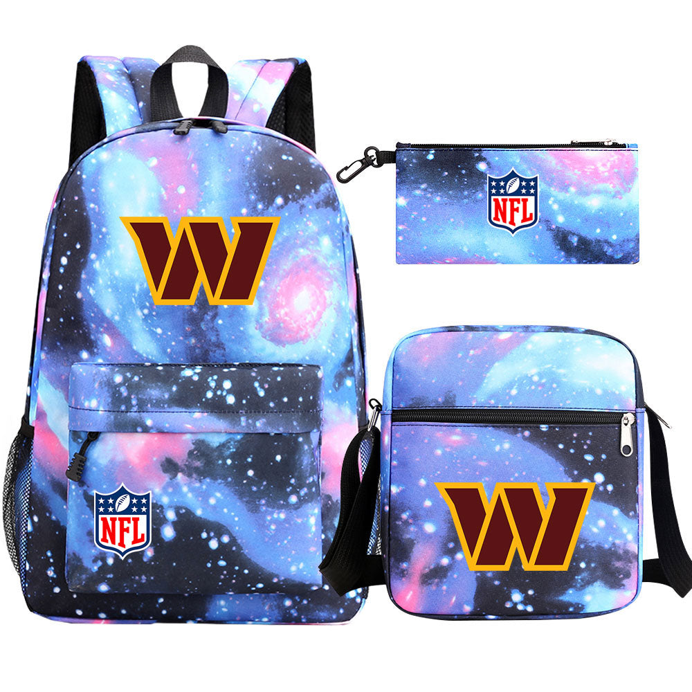 Washington Commanders Football Team Printed Schoolbag Backpack Shoulder Bag Pencil Bag 3pcs set for Kids Students