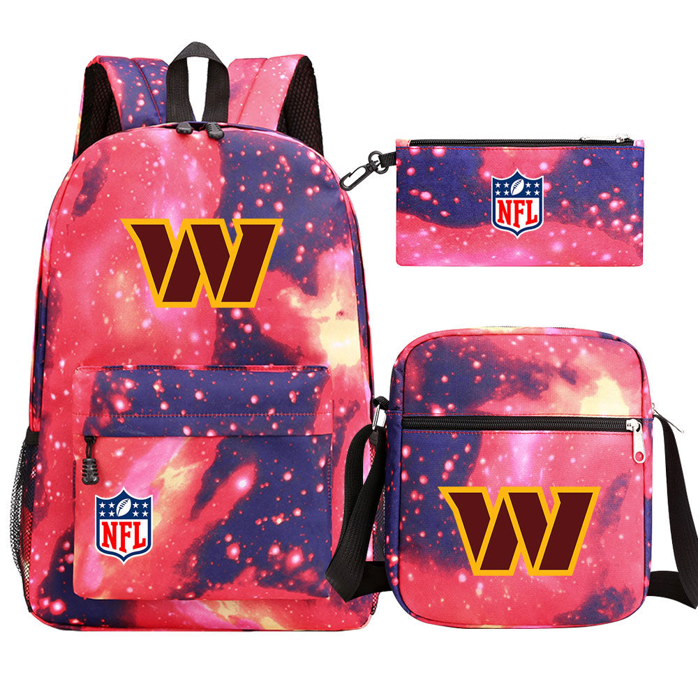 Washington Commanders Football Team Printed Schoolbag Backpack Shoulder Bag Pencil Bag 3pcs set for Kids Students