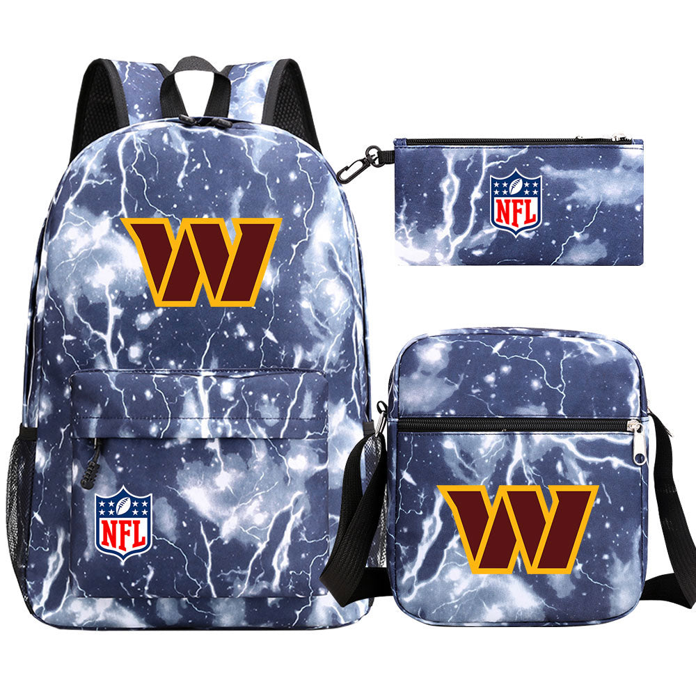 Washington Commanders Football Team Printed Schoolbag Backpack Shoulder Bag Pencil Bag 3pcs set for Kids Students