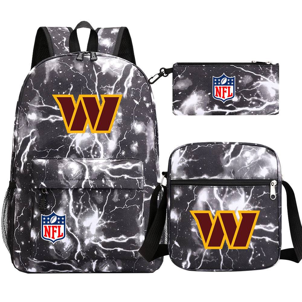 Washington Commanders Football Team Printed Schoolbag Backpack Shoulder Bag Pencil Bag 3pcs set for Kids Students