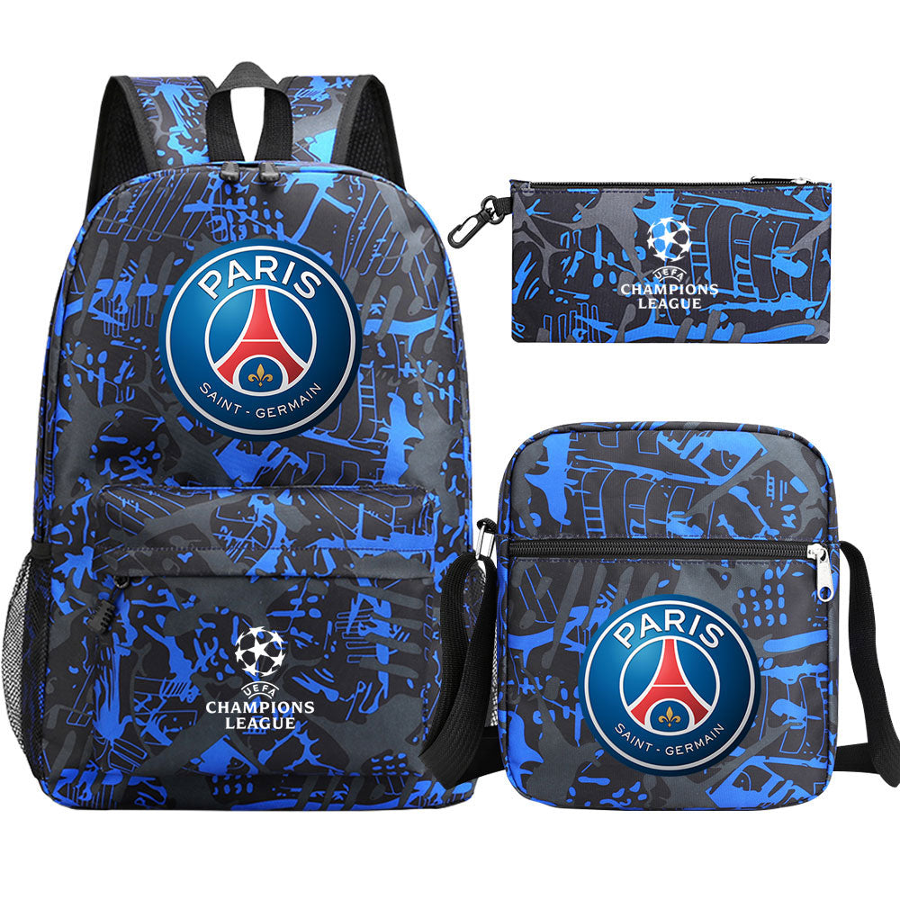 Paris Saint Germain Football Club Schoolbag Backpack Shoulder Bag Pencil Bag 3pcs set for Kids Students