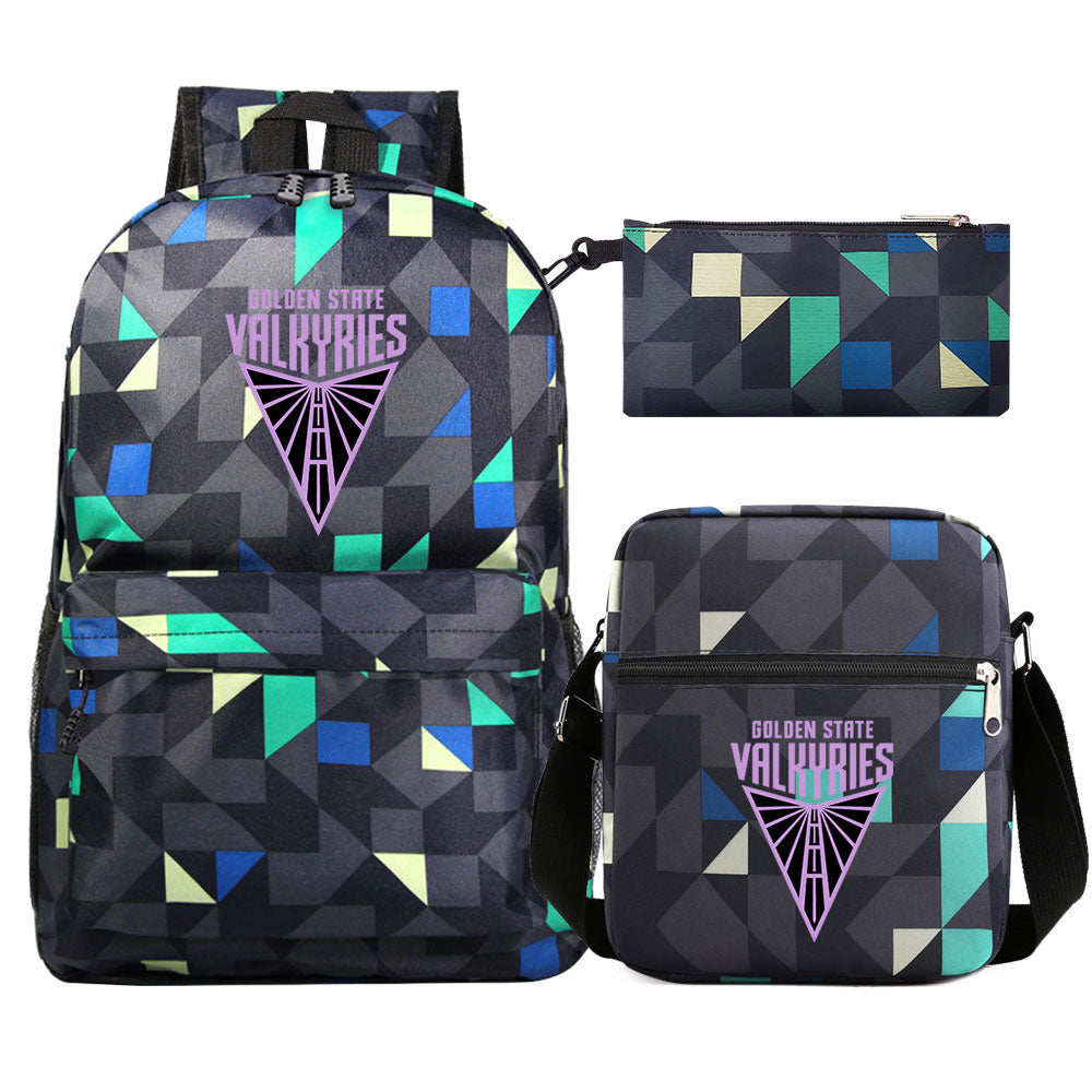 Golden State Valkyries Schoolbag Backpack Shoulder Bag Pencil Bag 3pcs set for Kids Students