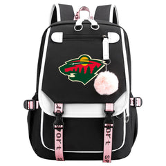 Minnesota Wild Hockey League Waterproof Backpack School Notebook Travel Bag USB Charging