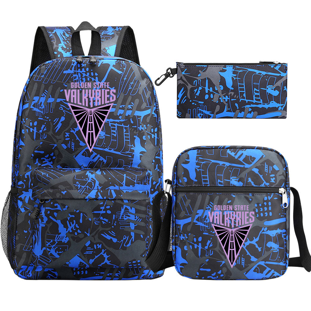 Golden State Valkyries Schoolbag Backpack Shoulder Bag Pencil Bag 3pcs set for Kids Students