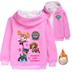 Paw Patrol Mighty Pups Sherpa Lined Hoodie Fleece Sweatshirt Full Zip Hooded Jacket for Kids