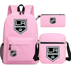 Los Angeles Kings Hockey League  Printed Schoolbag Backpack Shoulder Bag Pencil Bag 3pcs set for Kids Students