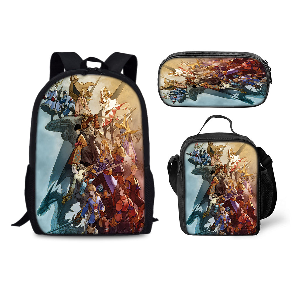 Final Fantasy Backpack Schoolbag Lunch Bag Pencil Bag for Kids Students 3PCS