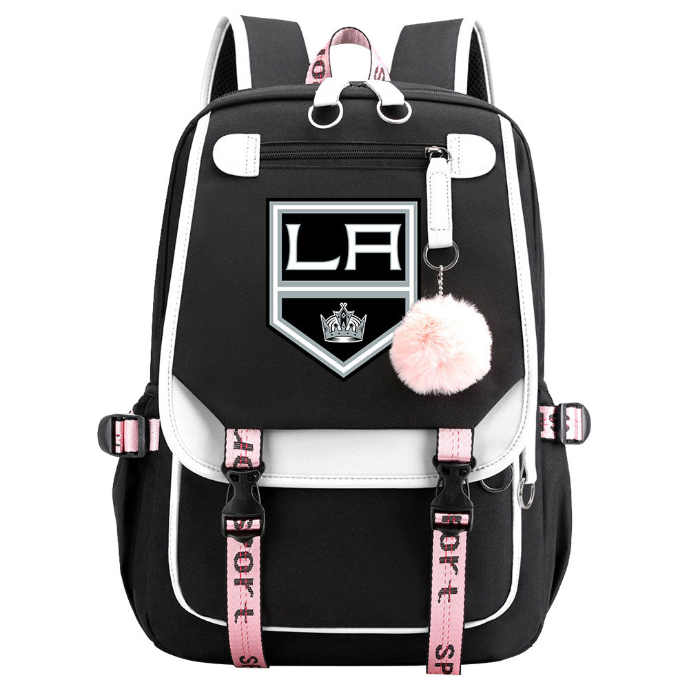 Los Angeles Kings Hockey League Waterproof Backpack School Notebook Travel Bag USB Charging