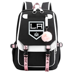 Los Angeles Kings Hockey League Waterproof Backpack School Notebook Travel Bag USB Charging