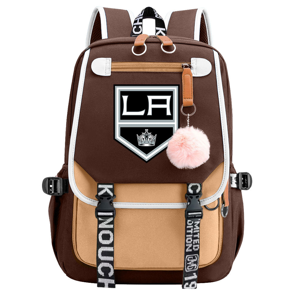 Los Angeles Kings Hockey League Waterproof Backpack School Notebook Travel Bag USB Charging