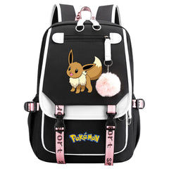 Pokemon Eevee Waterproof Backpack School Notebook Travel Bags USB Charging