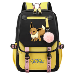 Pokemon Eevee Waterproof Backpack School Notebook Travel Bags USB Charging