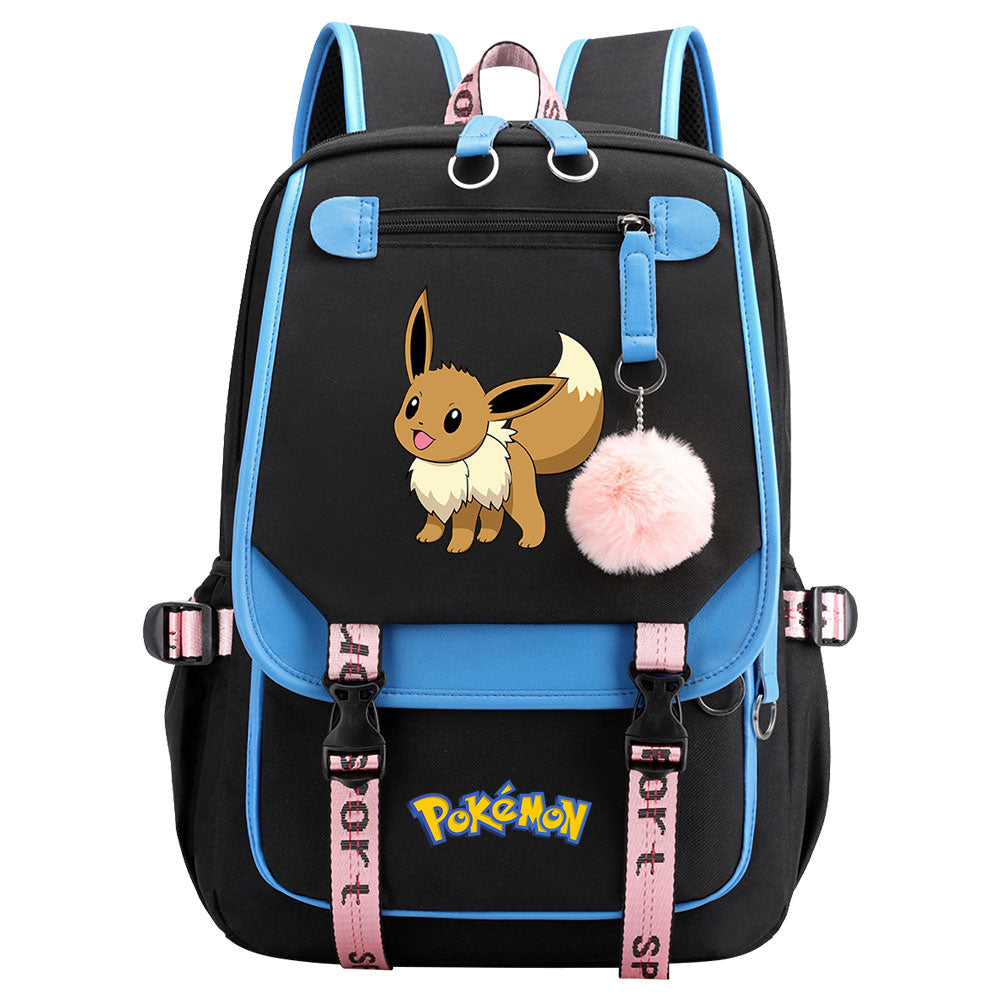 Pokemon Eevee Waterproof Backpack School Notebook Travel Bags USB Charging