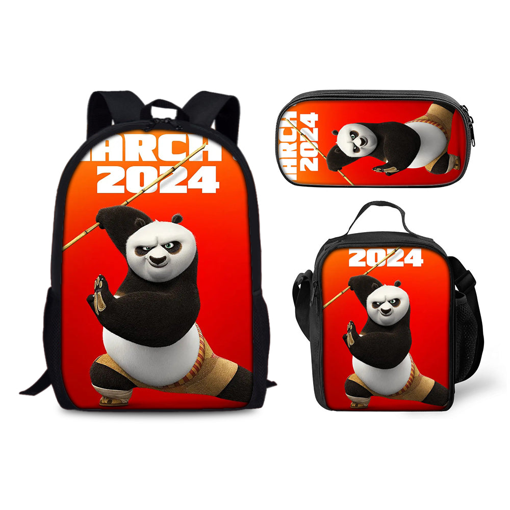 Kung Fu Panda Backpack Schoolbag Lunch Bag Pencil Bag for Kids Students 3PCS