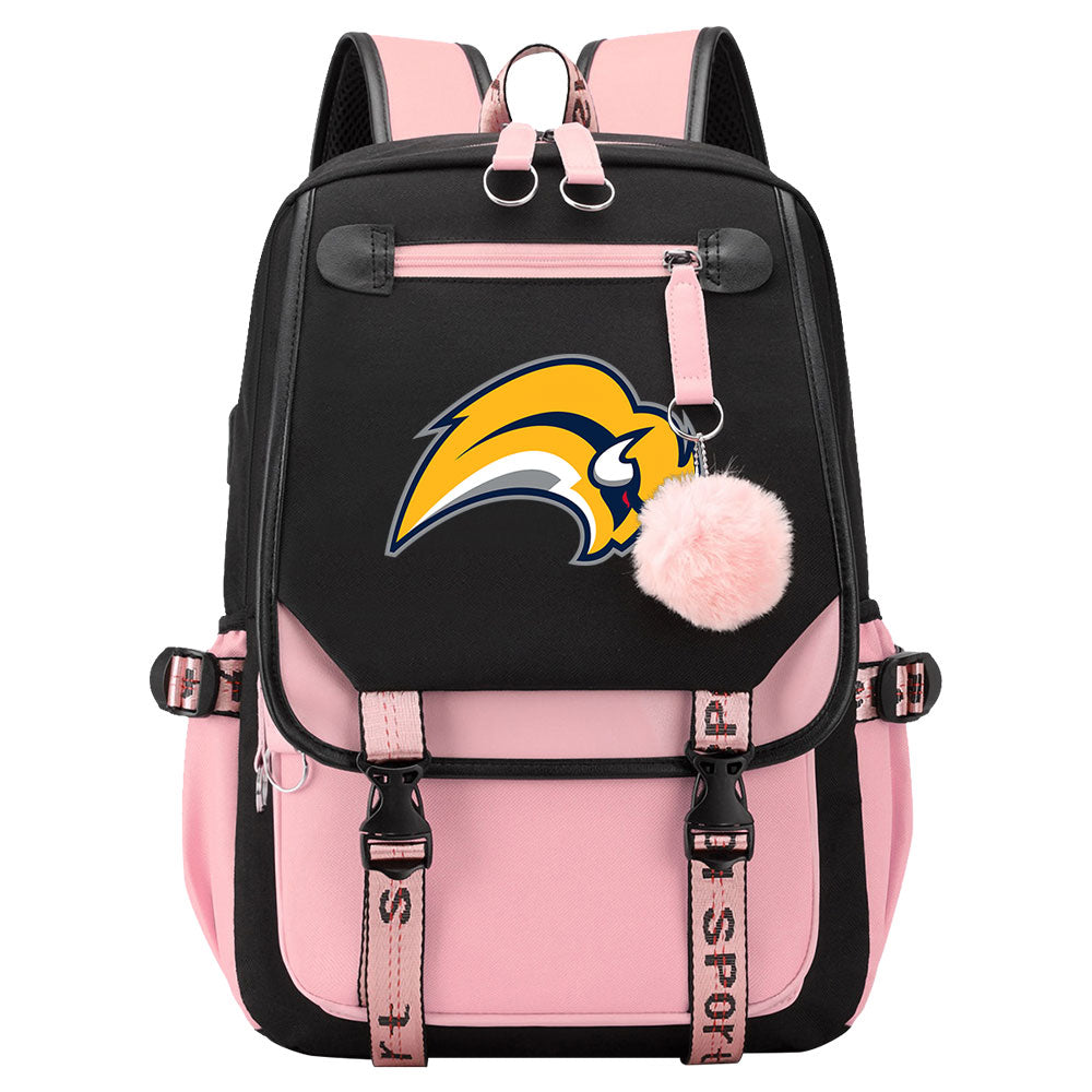 Buffalo Sabres Hockey League Waterproof Backpack School Notebook Travel Bag USB Charging