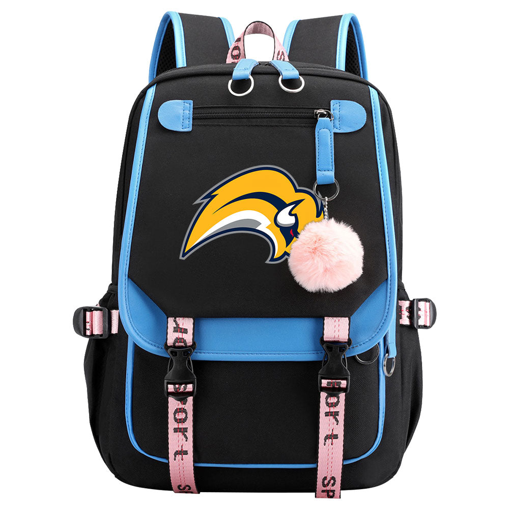 Buffalo Sabres Hockey League Waterproof Backpack School Notebook Travel Bag USB Charging