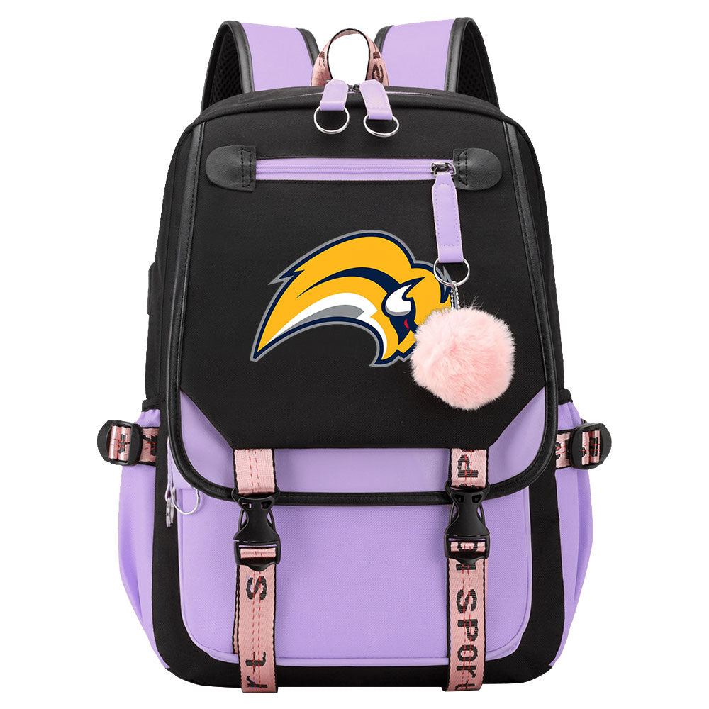 Buffalo Sabres Hockey League Waterproof Backpack School Notebook Travel Bag USB Charging