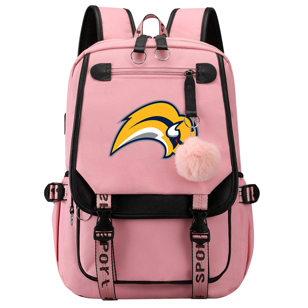 Buffalo Sabres Hockey League Waterproof Backpack School Notebook Travel Bag USB Charging