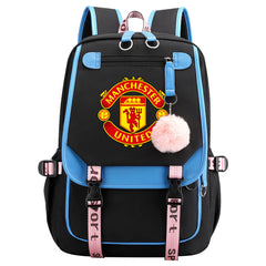 Manchester United Football Club Waterproof Backpack School Notebook Travel Bags USB Charging