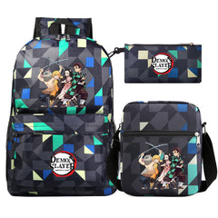 Demon Slayer Demon Slayer Kimetsu No Yaiba Schoolbag Backpack Shoulder Bag Pencil Bag 3pcs set for Kids Students