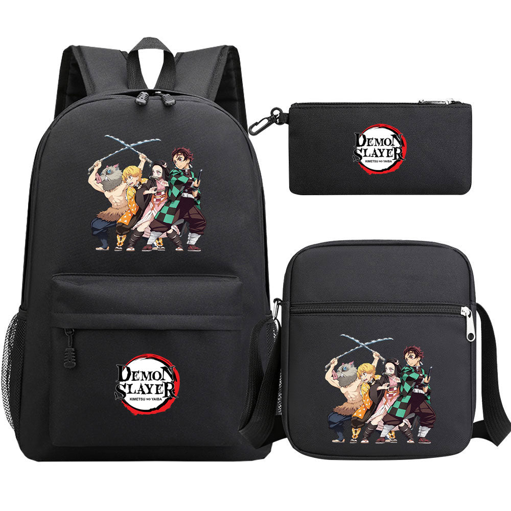 Demon Slayer Demon Slayer Kimetsu No Yaiba Schoolbag Backpack Shoulder Bag Pencil Bag 3pcs set for Kids Students