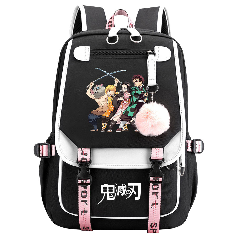 Demon Slayer Waterproof Backpack School Notebook Travel Bag USB Charging
