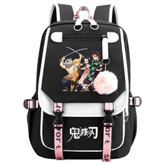 Demon Slayer Waterproof Backpack School Notebook Travel Bag USB Charging