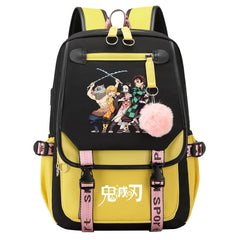 Demon Slayer Waterproof Backpack School Notebook Travel Bag USB Charging