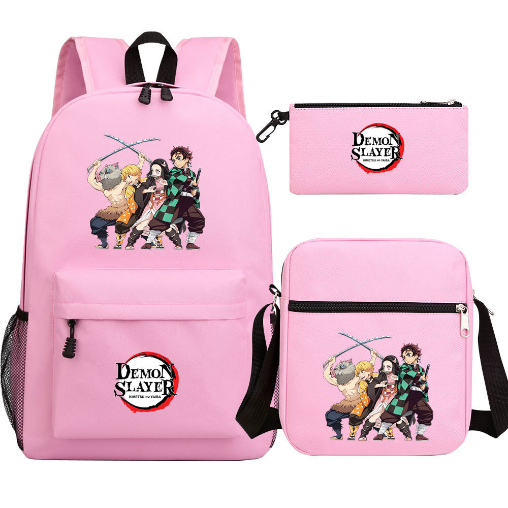 Demon Slayer Demon Slayer Kimetsu No Yaiba Schoolbag Backpack Shoulder Bag Pencil Bag 3pcs set for Kids Students