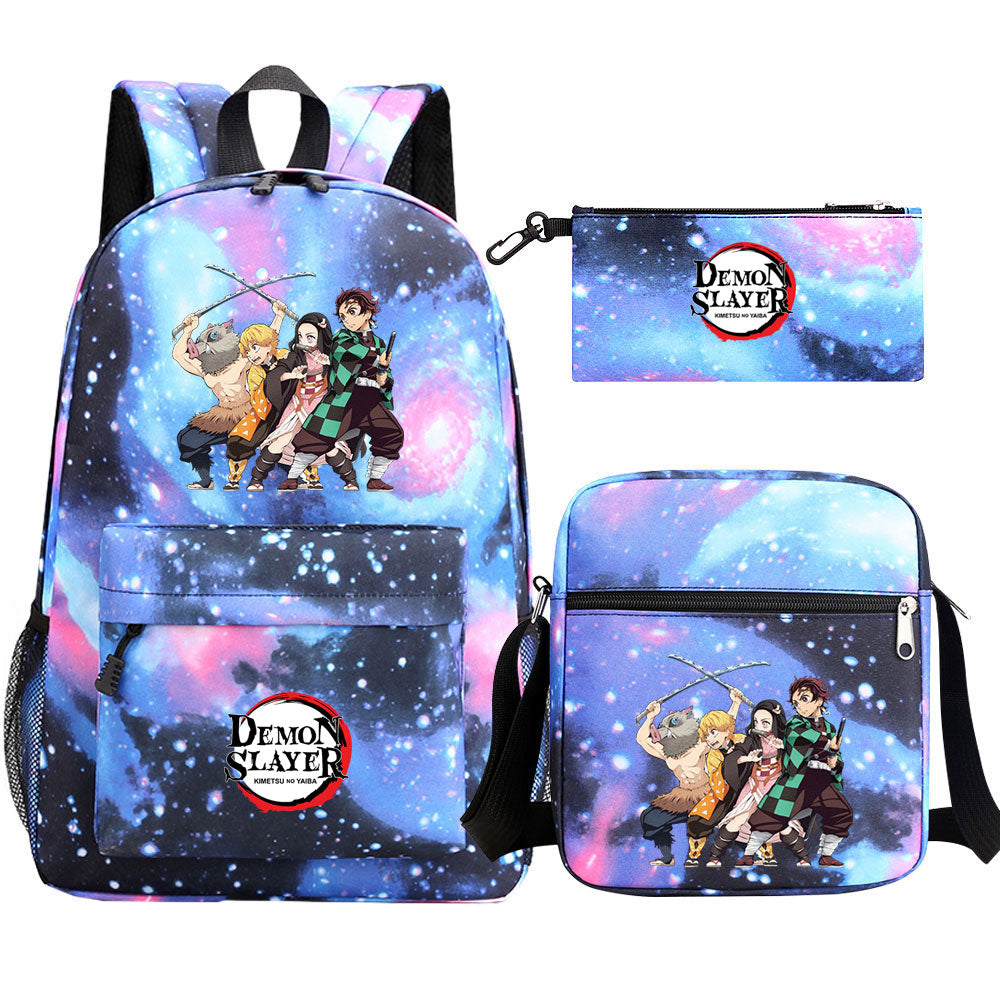 Demon Slayer Demon Slayer Kimetsu No Yaiba Schoolbag Backpack Shoulder Bag Pencil Bag 3pcs set for Kids Students
