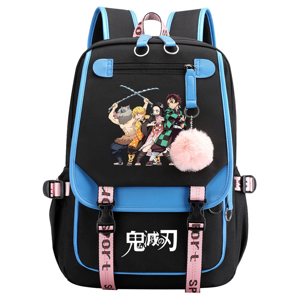Demon Slayer Waterproof Backpack School Notebook Travel Bag USB Charging