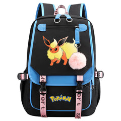 Pokemon Flareon Waterproof Backpack School Notebook Travel Bags USB Charging