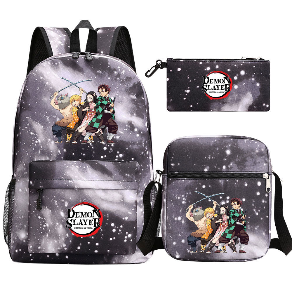 Demon Slayer Demon Slayer Kimetsu No Yaiba Schoolbag Backpack Shoulder Bag Pencil Bag 3pcs set for Kids Students
