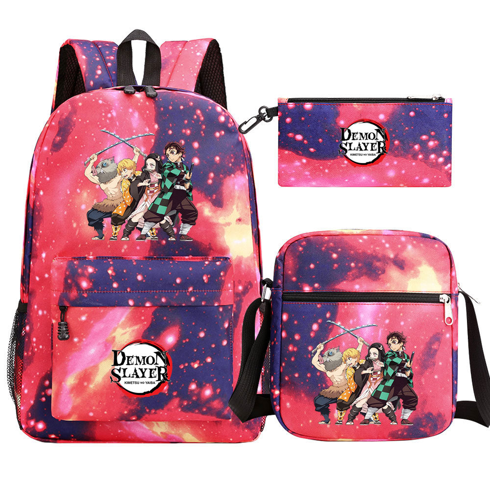 Demon Slayer Demon Slayer Kimetsu No Yaiba Schoolbag Backpack Shoulder Bag Pencil Bag 3pcs set for Kids Students