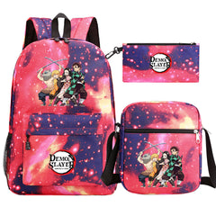 Demon Slayer Demon Slayer Kimetsu No Yaiba Schoolbag Backpack Shoulder Bag Pencil Bag 3pcs set for Kids Students