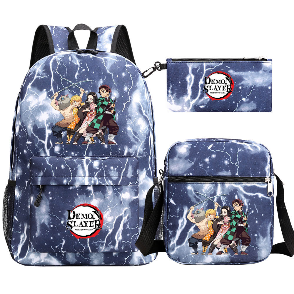 Demon Slayer Demon Slayer Kimetsu No Yaiba Schoolbag Backpack Shoulder Bag Pencil Bag 3pcs set for Kids Students