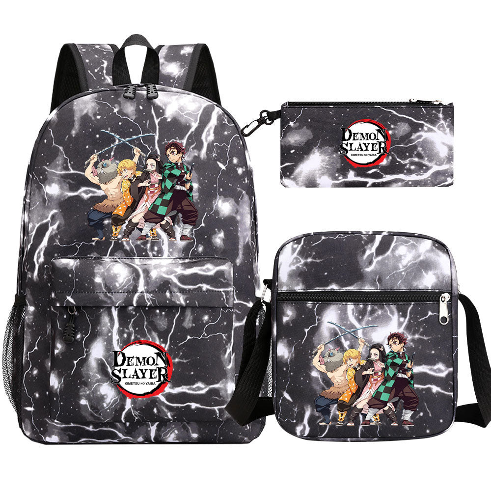 Demon Slayer Demon Slayer Kimetsu No Yaiba Schoolbag Backpack Shoulder Bag Pencil Bag 3pcs set for Kids Students