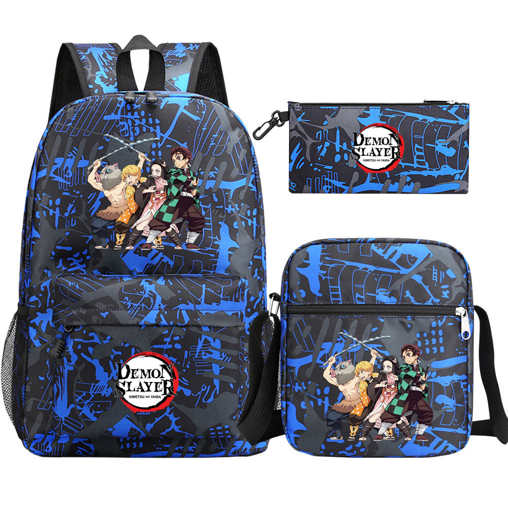 Demon Slayer Demon Slayer Kimetsu No Yaiba Schoolbag Backpack Shoulder Bag Pencil Bag 3pcs set for Kids Students