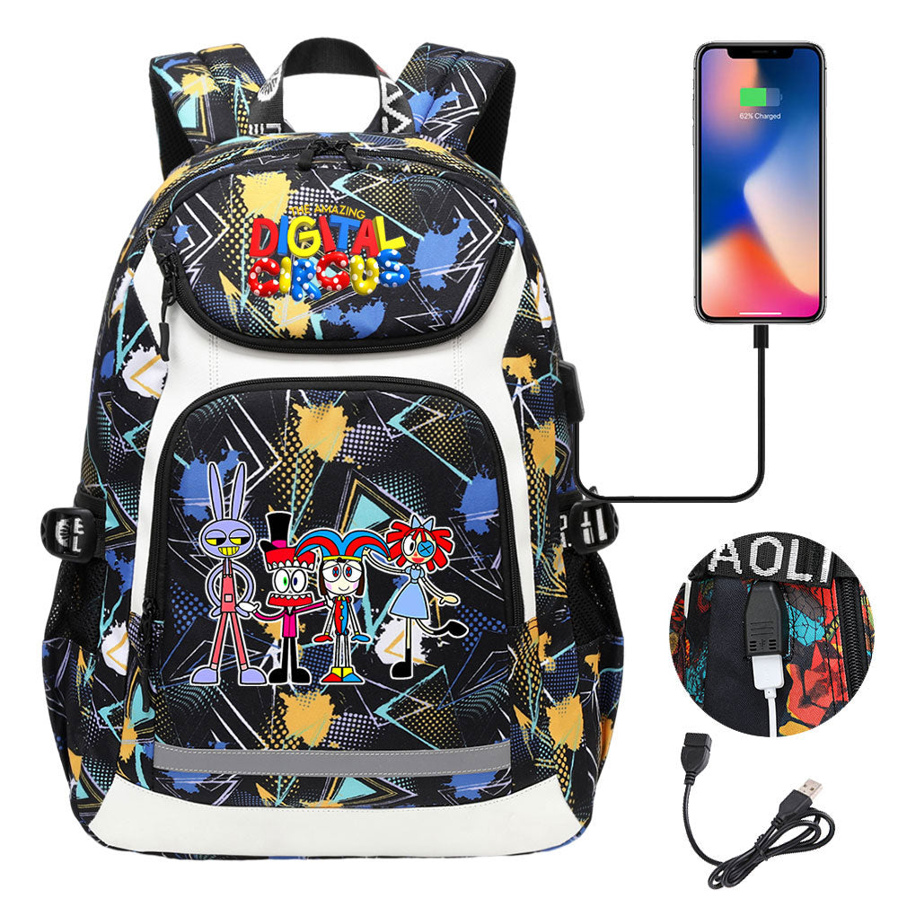 The Amazing Digital Circus USB Charging Backpack School Notebook Travel Bags